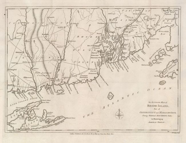 An Accurate Map of Rhode Island, Part of Connecticut and Massachusets, Shewing Admiral Arbuthnot's Station in Blocking up Admiral Ternay.
