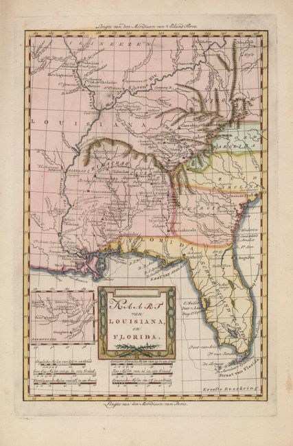 Kaart van Louisiana, en Florida