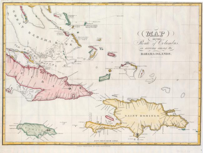 Map of the Route of Columbus on arriving among the Bahama Islands