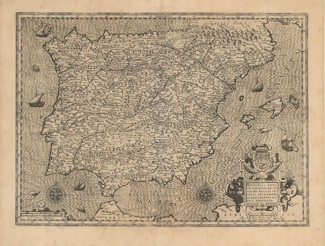 Hispaniae Nova Describtio, de integro Multis Inlocis, Secundum Hydrographicas, Desc. Emendata