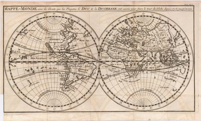 Mappe-Monde avec la Route que les Fregates le Duc & la Duchesse ont suivie pou faire le Tour du Globe depuis 1708 jusqu'en 1711