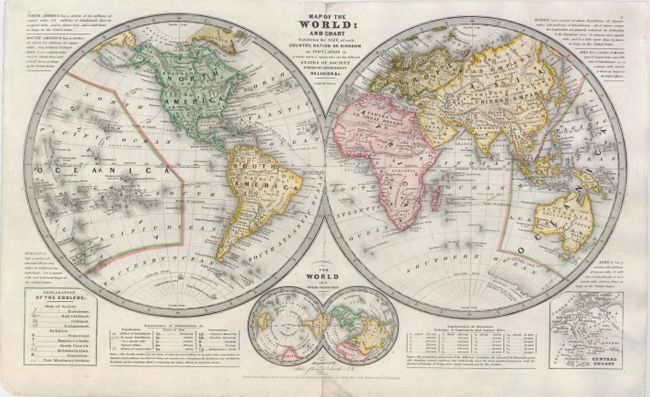 Map of the World: and Chart Establishing the Size of Each Country, Nation or Kingdom its Population as a Whole and to a Square Mile also the Different States of Society Forms of Government Religion &c.
