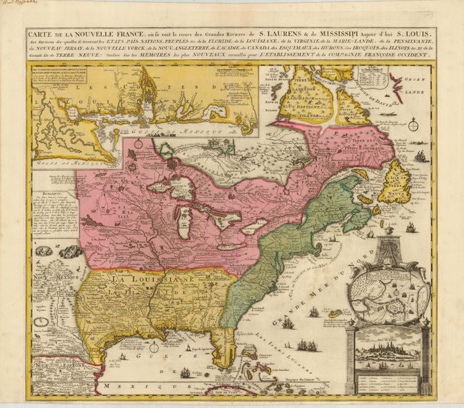 Carte de la Nouvelle France, ou se Voit le Cours des Grandes Rivieres de S. Laurens & de Mississipi