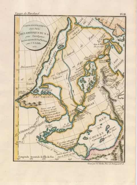 Carte Systematique d'une Partie de l'Amerique du N.O. pour l'Intelligence des Decouvertes de l'Amal. De Fuente par J.N. Delisle. 1752