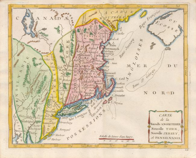 Carte de la Nouvelle Angleterre, Nouvelle York, Nouvelle Jersey, et Pensilvanie