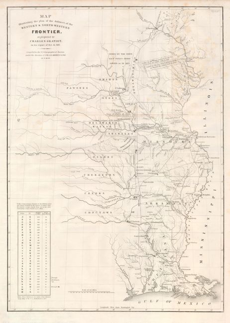 Map Illustrating the plan of the defences of the Western & North-Western Frontier, as proposed by Charles Gratiot, in his report of Oct. 31, 1837