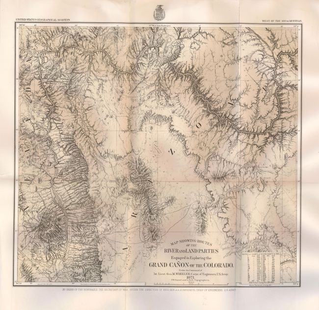 Map Showing Routes of the River and Land Parties Engaged in Exploring the Grand Canon of the Colorado