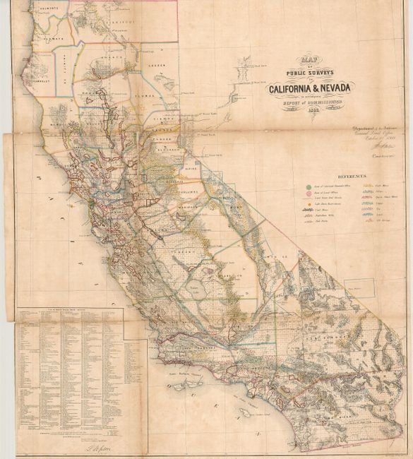 Map of Public Surveys in California & Nevada to accompany Report of Commissioner of the General Land Office