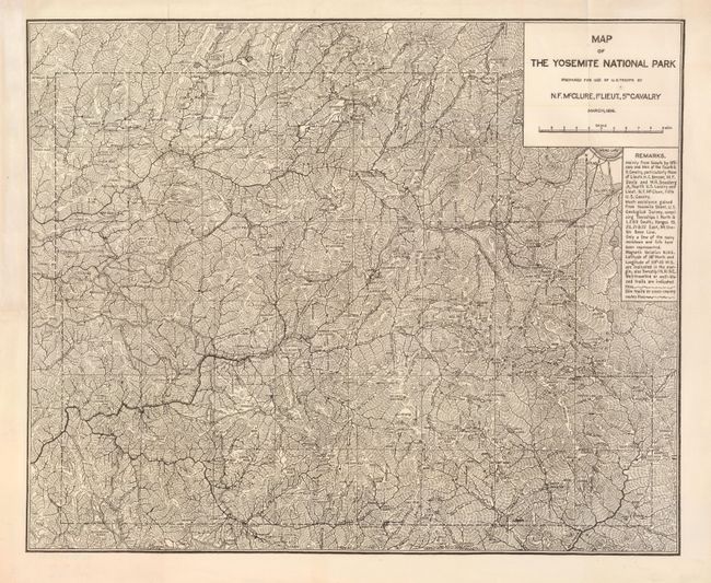Map of the Yosemite National Park Prepared for Use of U.S. Troops by N.F. McClure, 1st Lieut., 5th Cavalry