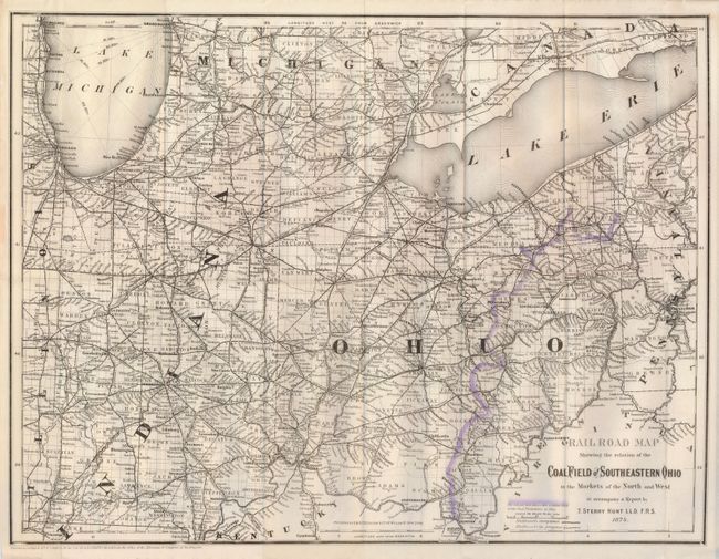 Railroad Map Showing the Relation of the Coal Field of Southeastern Ohio to the Markets of the North and West [and] Map of a Part of the Coal and Iron Region of Southern Ohio Showing the Railroads Completed, in Progress and Projected
