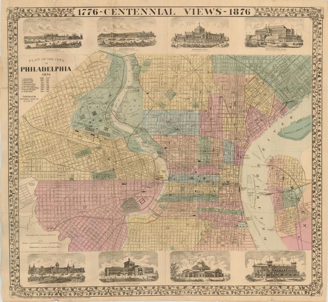 1776 - Centennial Views - 1876  Plan of the City of Philadelphia