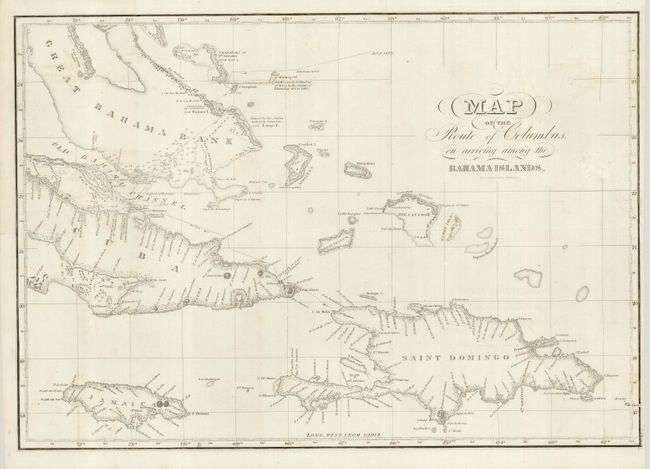 Map of the Route of Columbus, on arriving among the Bahama Islands