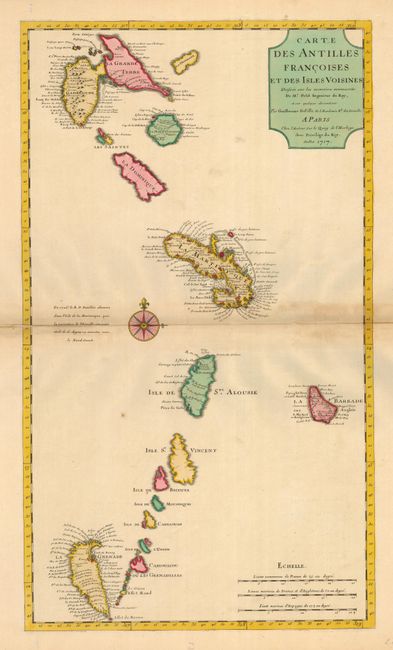 Carte des Antilles Francoises et des Isles Voisines Dresse sur le memoires manuscrits