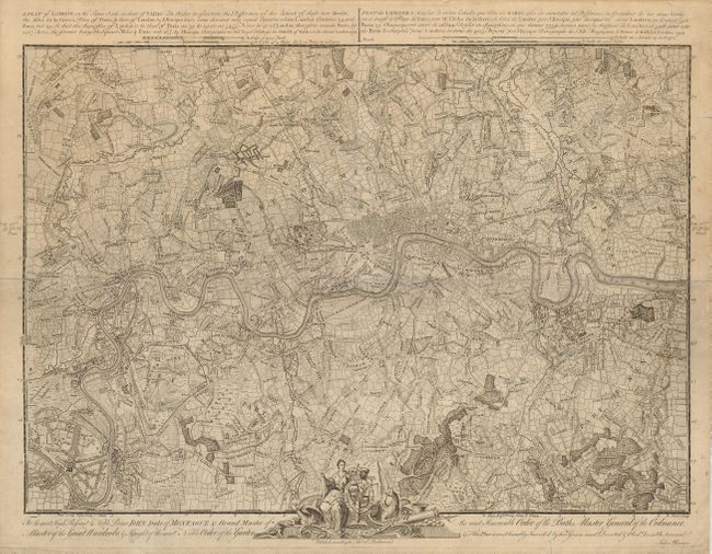 A Plan of London on the same scale as that of Paris: In Order to ascertain the Difference of the Extent of these two Rivals,  the Abbe de la Grive's plan of Paris