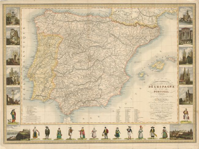 Carte Itineraire Physique Politique et Routiere de l'Espagne et du Portugal