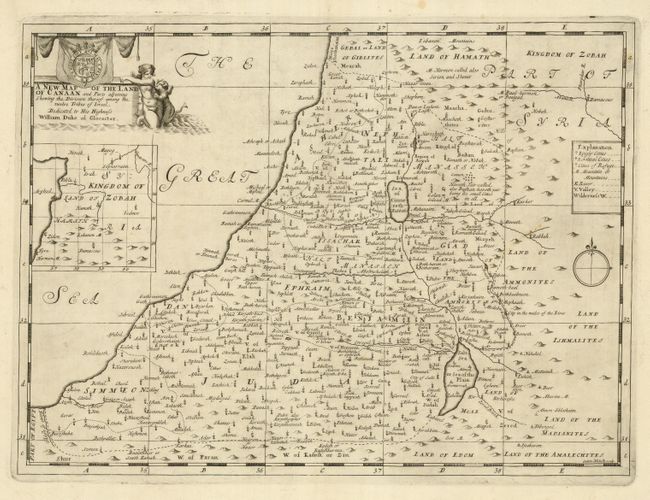 A New Map of the Land of Canaan and Parts Adjoining Shewing the Division thereof among the Twelve Tribes of Israel