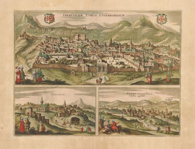 Iherusalem Turcis Cusembareich [on sheet with] Nazareth [and] Rama Antiquitissimum in Palestina Oppidum