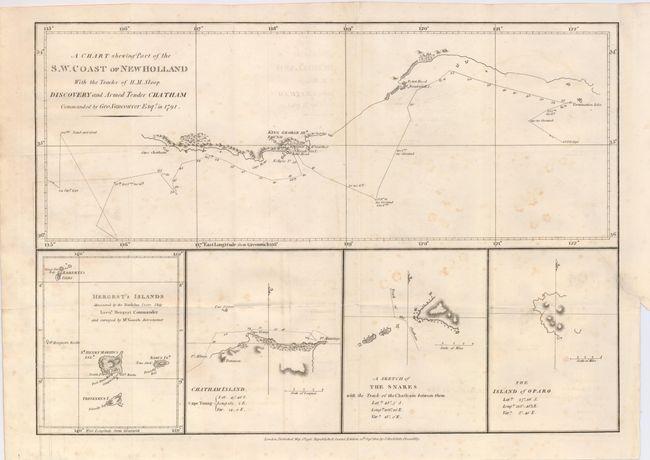 A Chart Showing Part of the S. W. Coast of New Holland with the Tracks of His Majesty's Sloop Discovery and Armed Tender Chatham Commanded by George Vancouver Esq. in the Year 1791