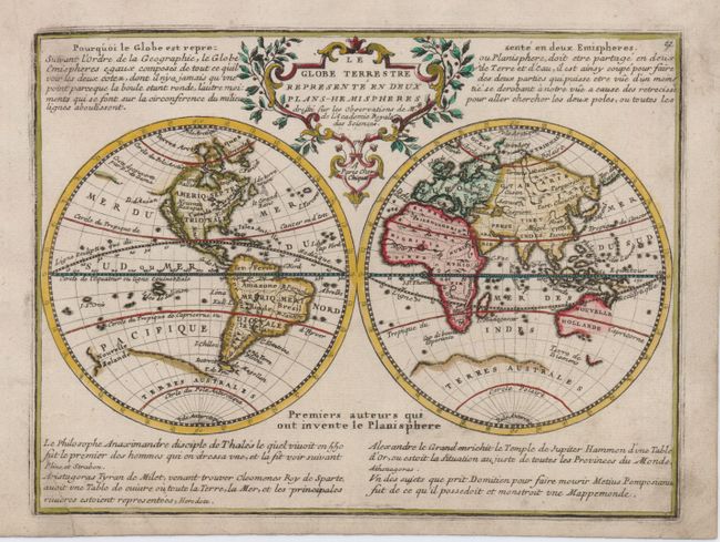 Le Globe Terrestre Represente en Deux Plans-Henmspheres
