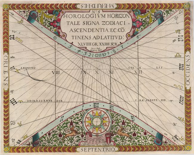 No. 5 Horologium Horizontale Signa Zodiaci Ascendentia ec, Cotinens ad Latitud. XLVIIII Gr XXIIII Scr.