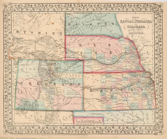 Map of Kansas, Nebraska and Colorado, Showing also the Southern Portion of Dacotah
