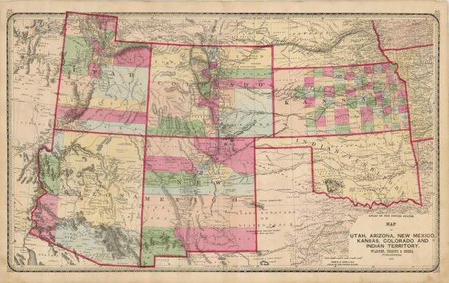 Map of Utah, Arizona, New Mexico, Kansas, Colorado, Indian Territory