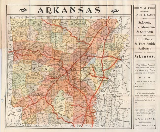 Map Showing the Land Grants of the St. Louis, Iron Mountain & Southern and Little Rock & Fort Smith Railways in Arkansas