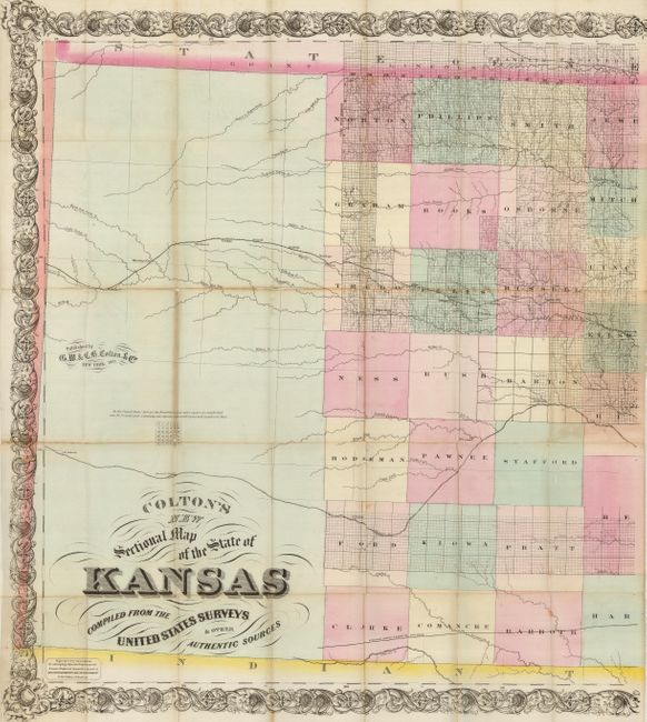 Colton's New Sectional Map of the State of Kansas Compiled from the United States Surveys & Other Authentic Sources