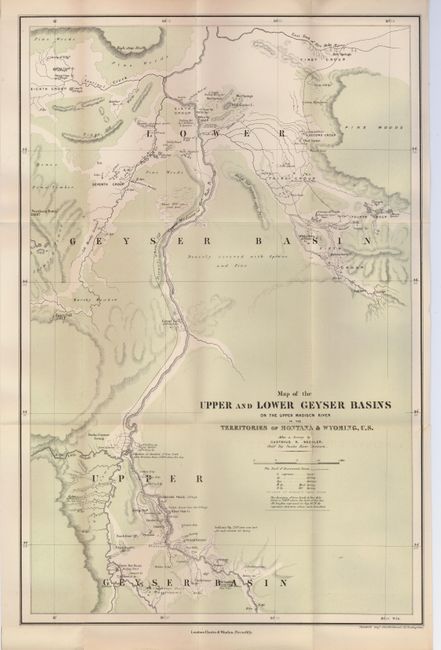 Map of the Upper and Lower Geyser Basins on the Upper Madison River in the Territories of Montana & Wyoming, U.S.