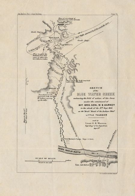 Sketch of the Blue Water Creek embracing the field of action of the force under the command of Bvt. Brig. Gnl. W. S. Harney in the attack of the 3rd Sept. 1855, on the Brule Band of the Indian Chief Little Thunder