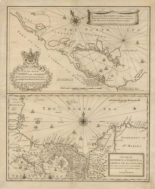 A Draft of the Golden & Adjacent Islands with Part of ye Isthmus of Darien  [on sheet with] A New Map of ye Isthmus of Darien in America, the Bay of Panama 