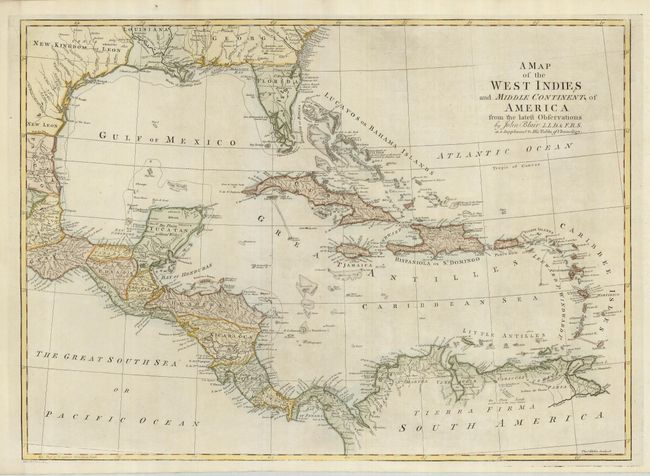 A Map of the West Indies and Middle Continent of America from the latest Observations by John Blair