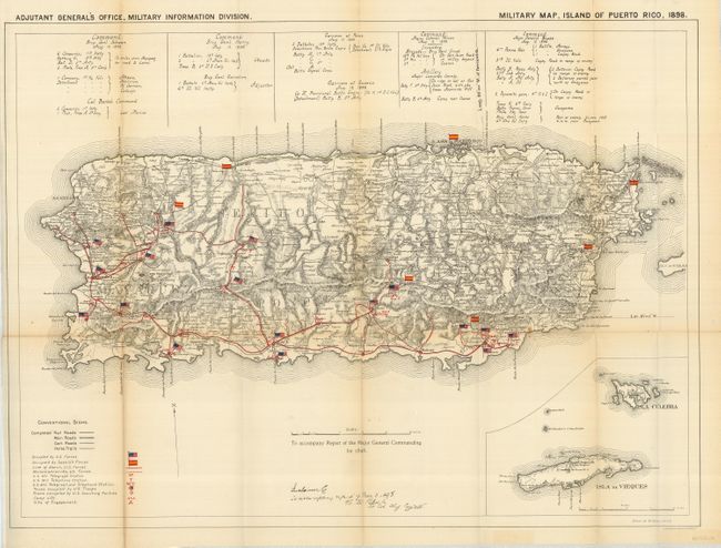 Military Map, Island of Puerto Rico, 1898 [and]  Outline Map of Puerto Rico Published by the War Department, Adjutant General's Office.  Military Information Division, 1899