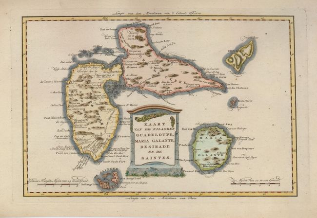 Kaart van de Eilanden Guadeloupe, Maria Galante, Desirade en de Saintes