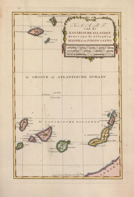 Kaart van de Kanarische Eilanden Benevens de Eilanden Madera en Porto Santo