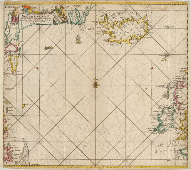 Wassende Graade Kaart van de Noord Oceaan van Terra Nova en de Straat Davids en Hudsons