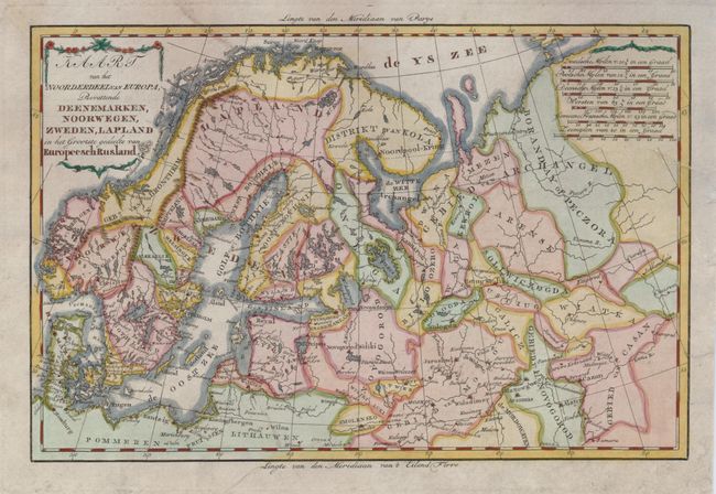 Kaart van het Noorderdeel van Europa, Bevattende Deenmarken, Noorwegen, Zweden, Lapland en het Grootste Gedeelte van Europeesch Rusland