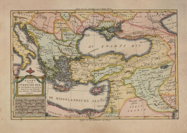 Kaart van het Turksche Ryk in Europa en Asia, behalven het Gedeelte van hetzelve in Arabie Gelegen.