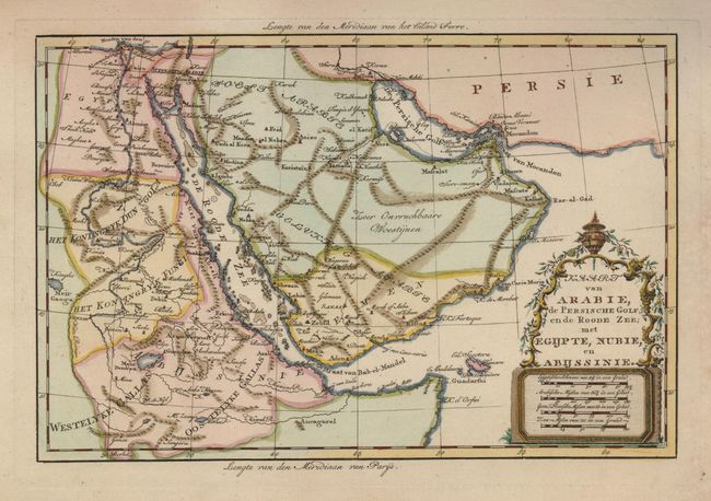 Kaart van Arabie, de Persische Golf, en de Roode Zee; met Egijpte, Nubie, en Abijssinie