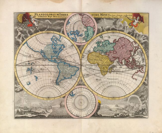 Planiglobium Terrestre Minus [in set with] Novi Orbis Totius Americae [and]  Africae Tabula [and]  Nova Asiae Tabula [and] Novissima Totius Europae