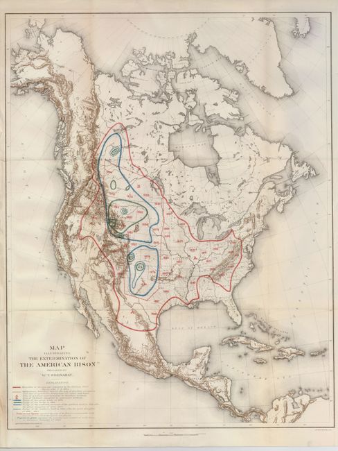 Map Illustrating the Extermination of the American Bison Prepared by W.T. Hornaday