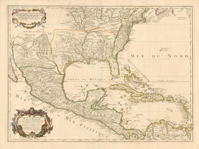 Carte du Mexique et de la Floride des Terres Angloises et des Isles Antilles du Cours et des Environs de la Riviere Mississippi