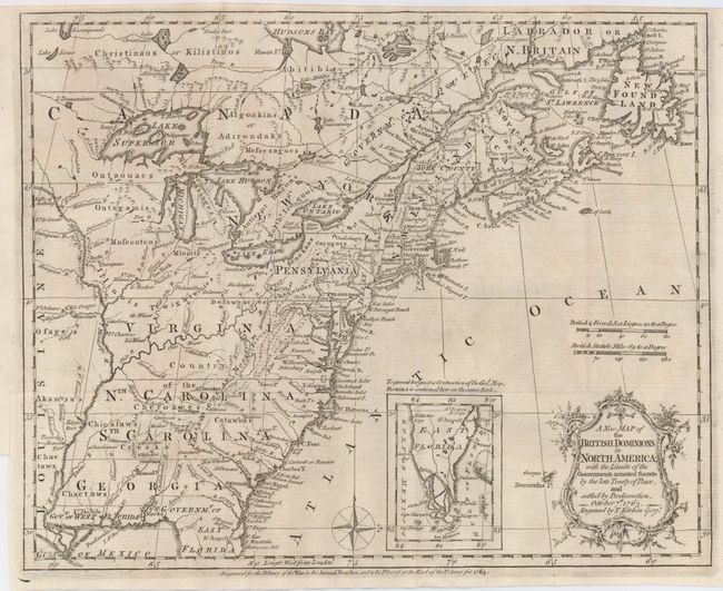 A New Map of the British Dominions in North America; with the Limits of the Governments annexed thereto by the late Treaty of Peace, and settled by Proclamation, October 7th, 1763