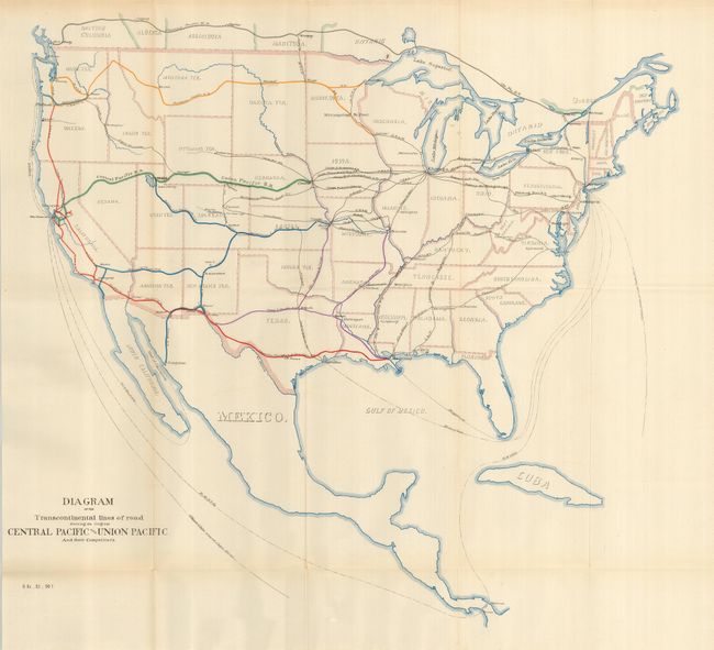 Diagram of the Transcontinental Lines of Road Showing the Original Central Pacific and Union Pacific and their Competitors