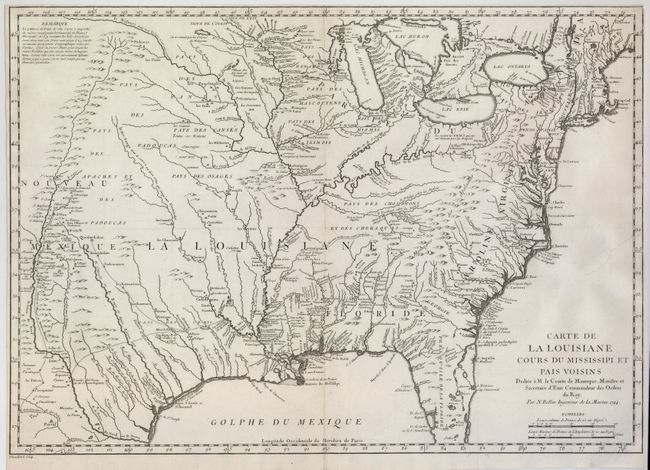 Carte de la Louisiane Cours du Mississipi et Pais Voisins