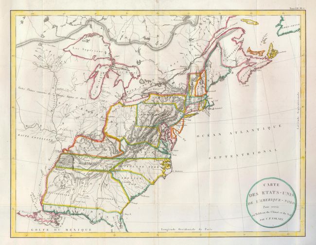 Carte des Etats-Unis de l'Amerique-Nord pour Servir au Tableau du Climat et du Sol