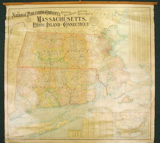 The National Publishing Company's Railroad, Post Office, Township and County Map of Massachusetts, Rhode Island, and Connecticut