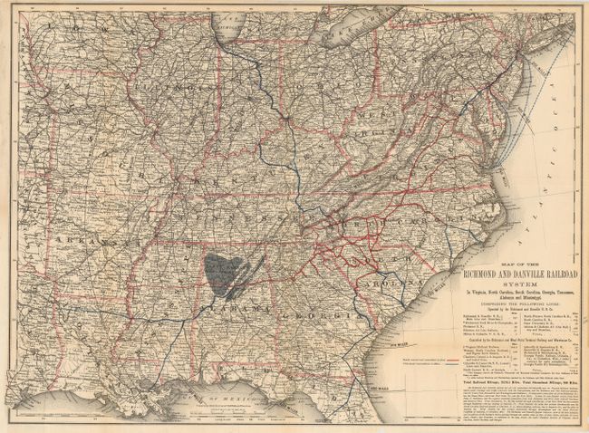 Map of the Richmond and Danville Railroad System in Virginia, North Carolina, South Carolina, Georgia, Tennessee, Alabama and Mississippi