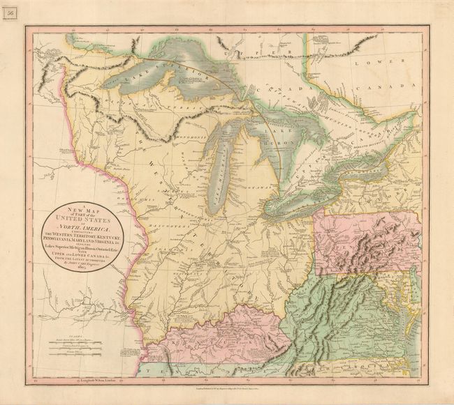 A New Map of Part of the United States of North America, Exhibiting the Western Territory, Kentucky, Pennsylvania, Maryland, Virginia &c. also, the Lakes Superior, Michigan, Huron, Ontario & Erie