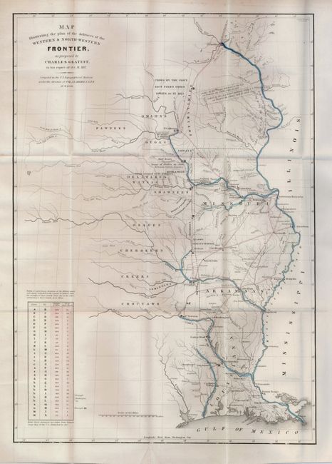 Map Illustrating the plan of the defences of the Western & North-Western Frontier, as proposed by Charles Gratiot, in his report of Oct. 31, 1837
